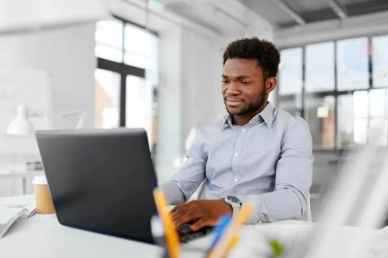 man working on laptop