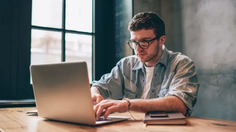 man working on laptop