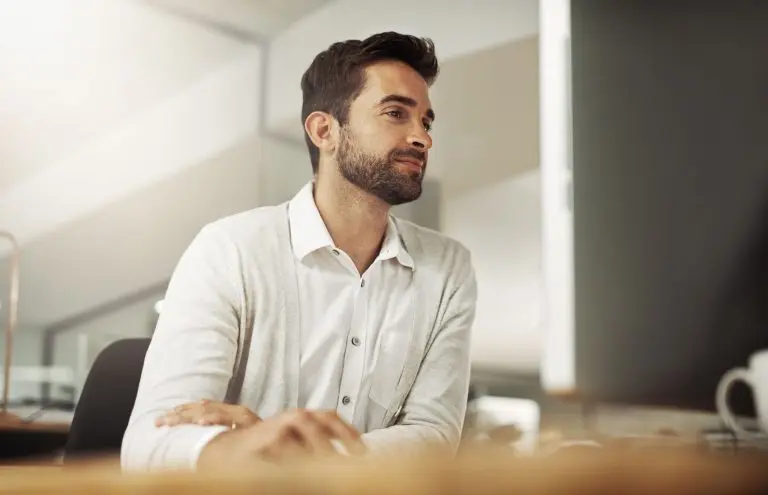 man working at desk