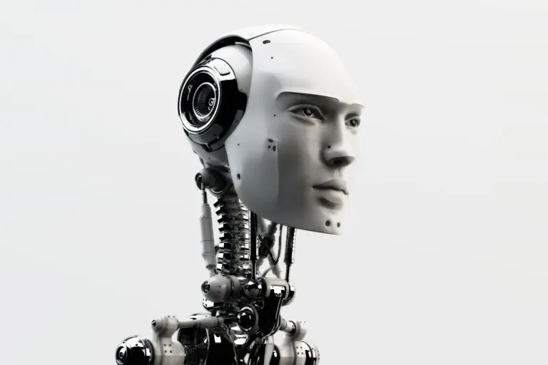 Futuristic humanoid robot head