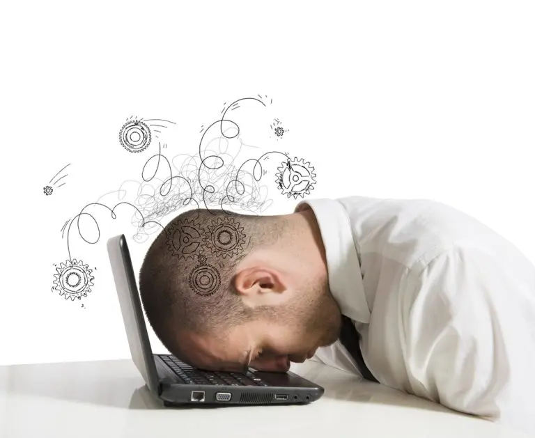 frustrated person head laptop