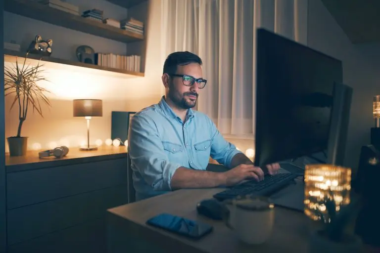 man working at computer